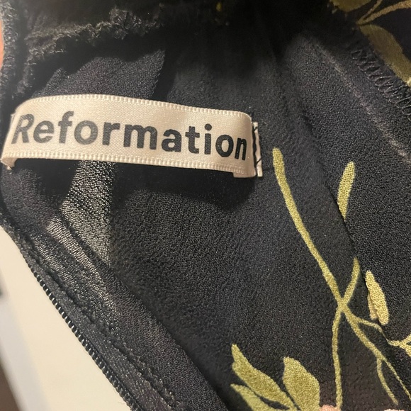 Reformation Floral Black Long Sleeve Mock Neck Dress - Picture 4 of 4